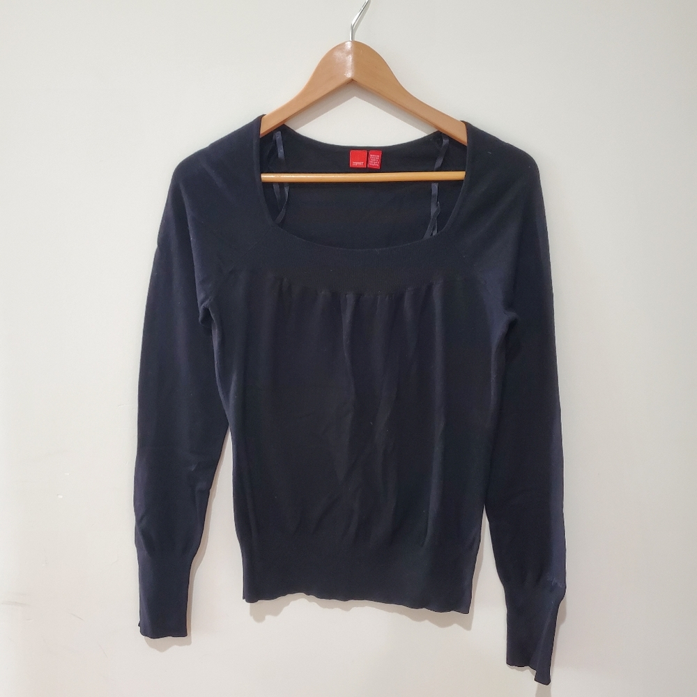 Esprit black square neck sweater xs